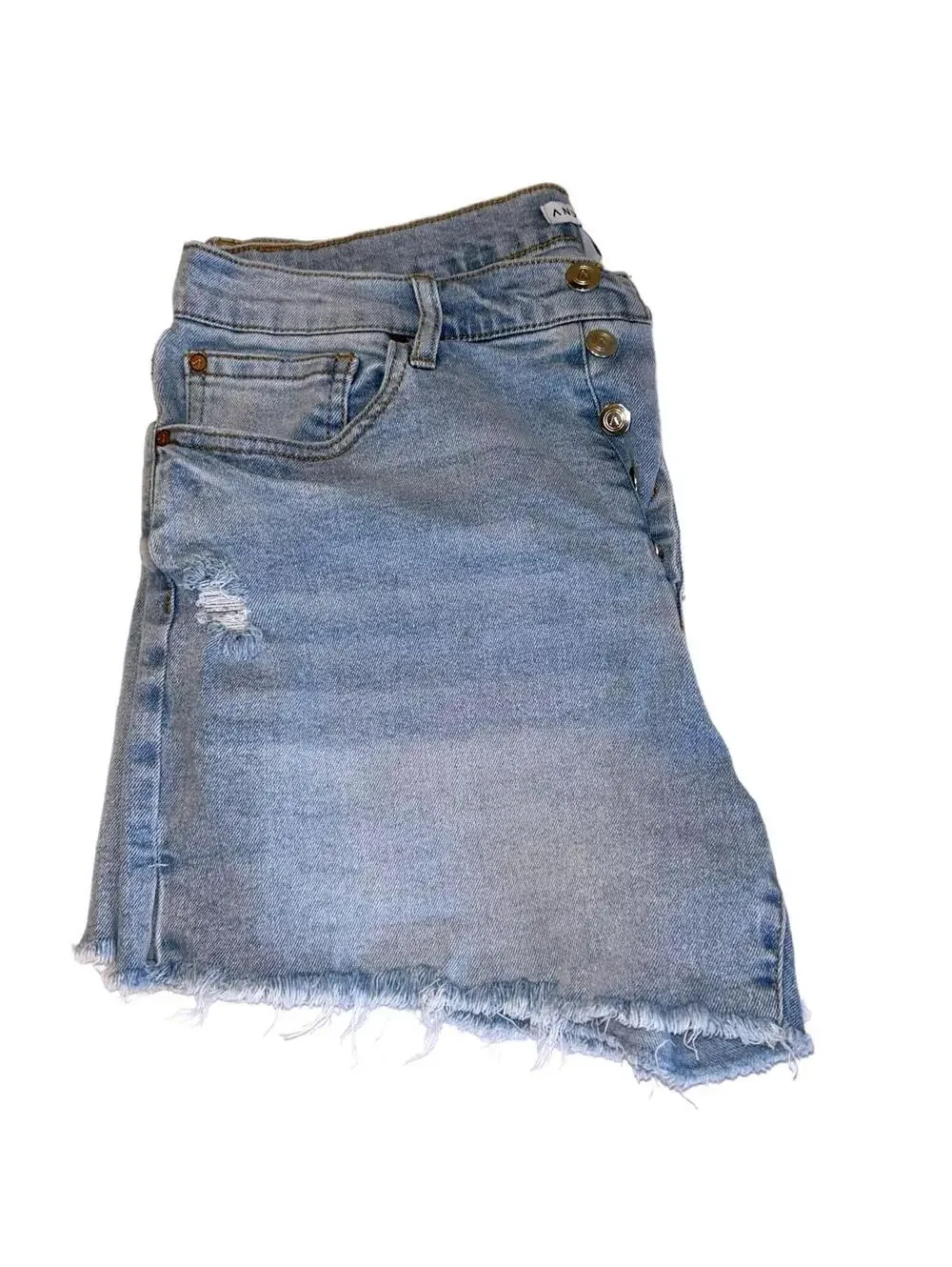 Distressed Button Fly Jean Shorts, 3